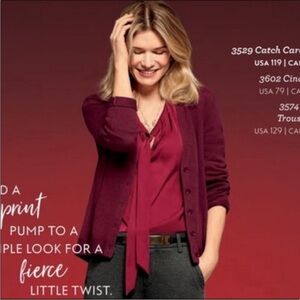 Like New Cabi #3602 Cinch Top In Crimson Women’s Size: L